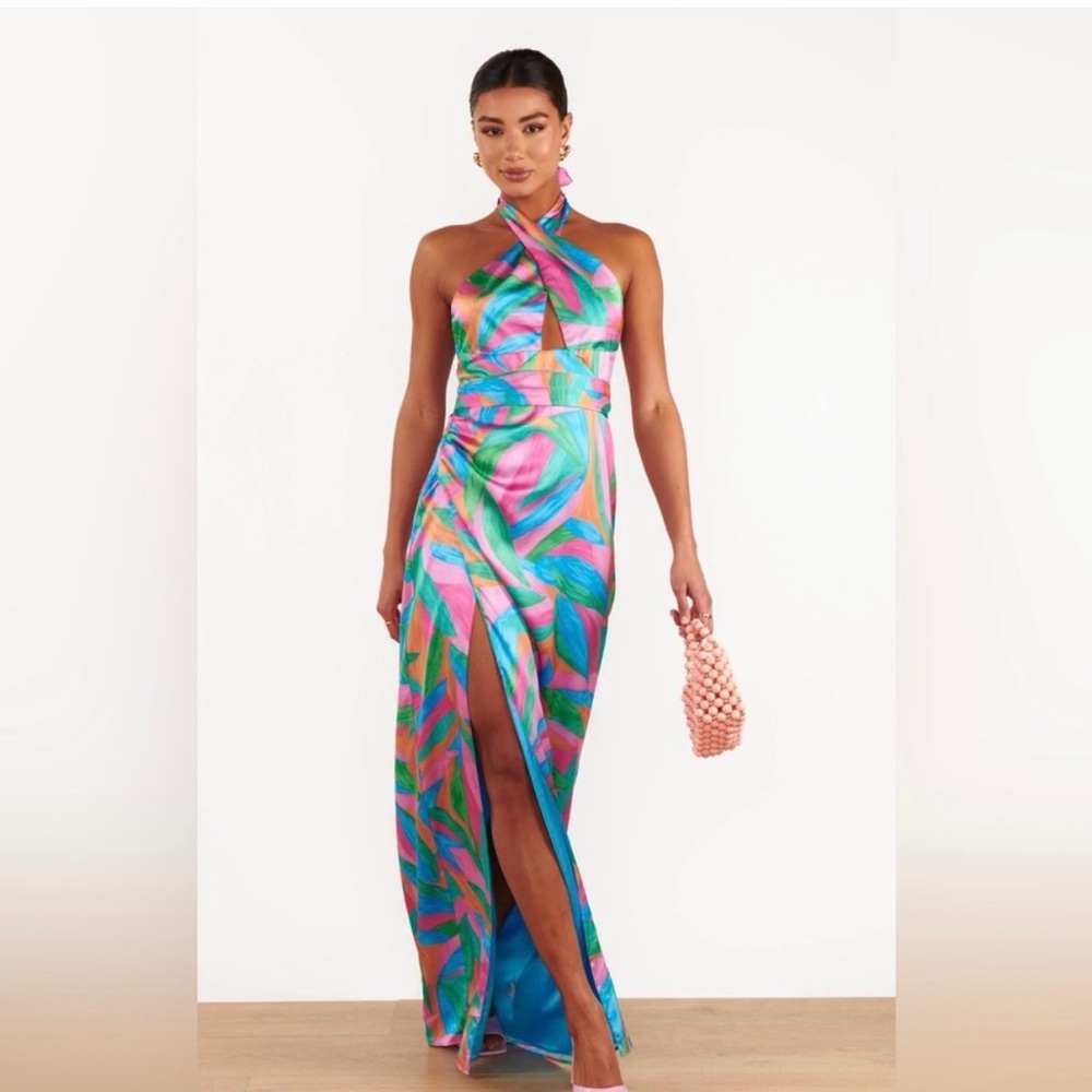 Show Me Your MuMu Vibrant Blue and Pink Maxi Dress